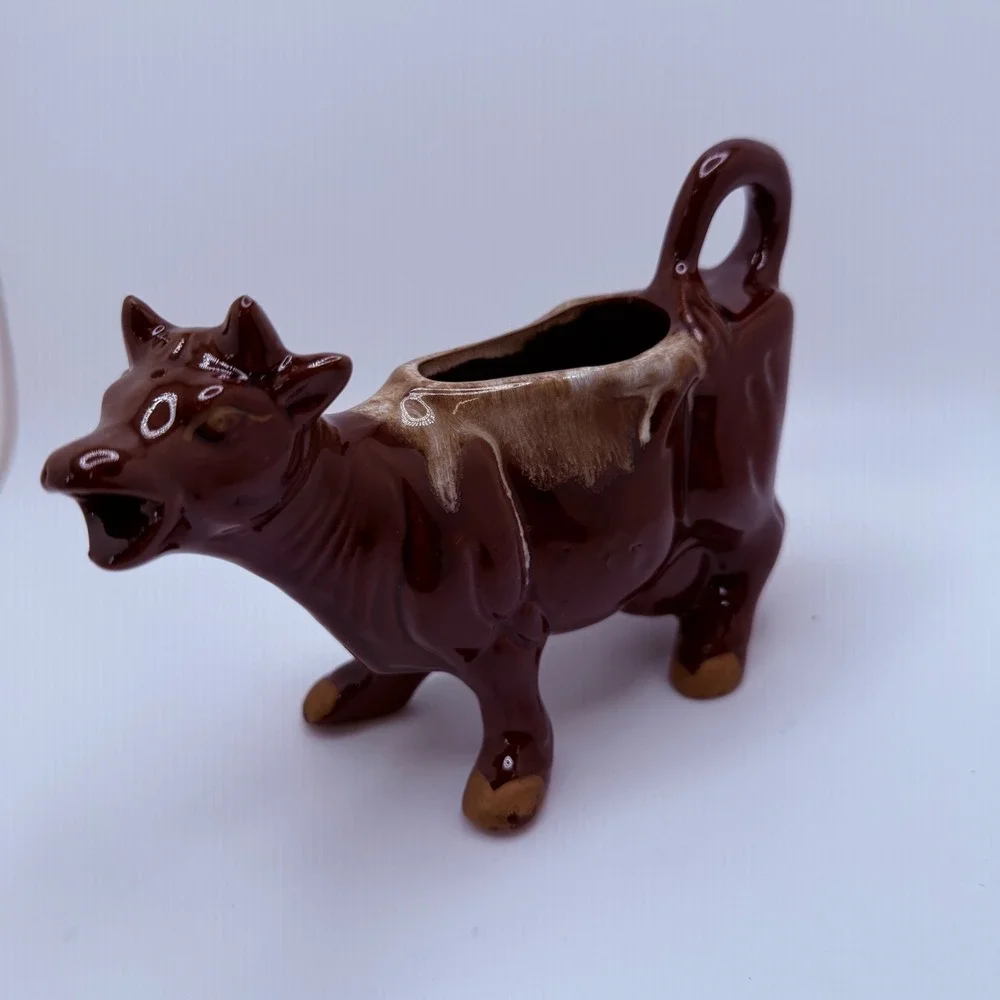 Vintage Brown Ceramic Cow Creamer‎ Pitcher Japan Novelty Farm Kitchen Decor